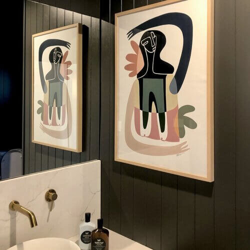 winery bathroom art
