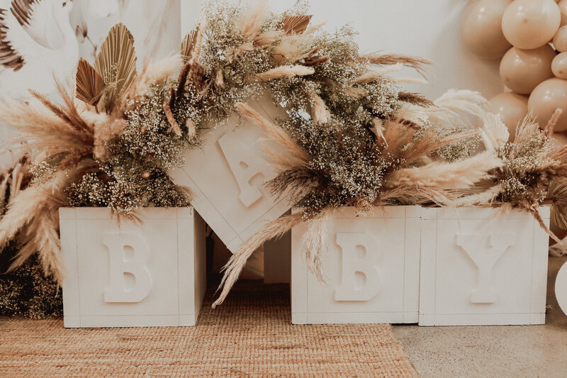 Baby Shower decor and event styling blocks and numbers