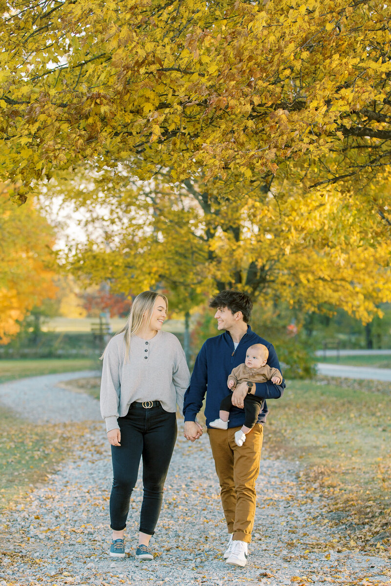 young family in the fall