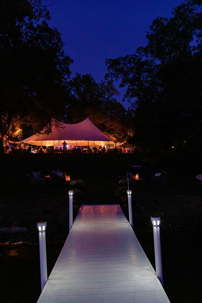 Tented wedding of a waterfront private estate wedding on Diamond Lake