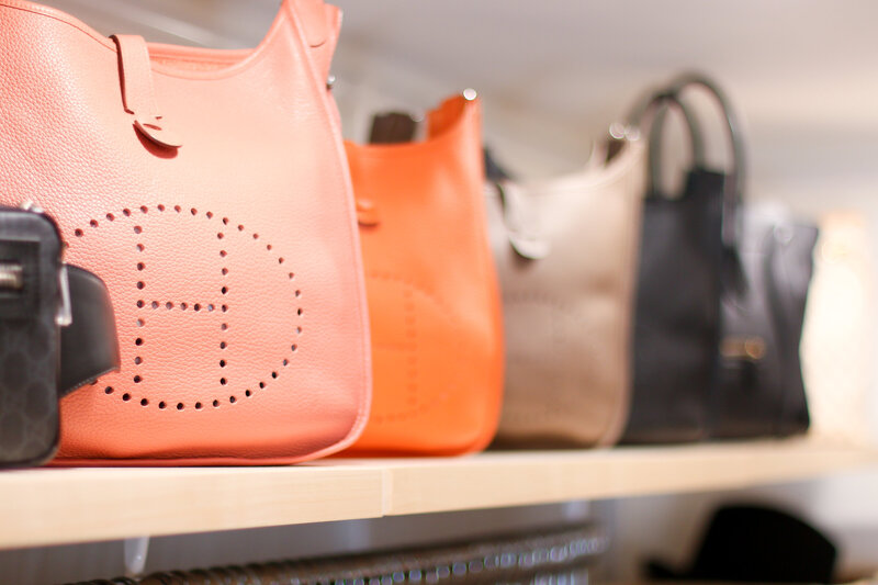Hermes Bags lined up for interior product photography - Clic