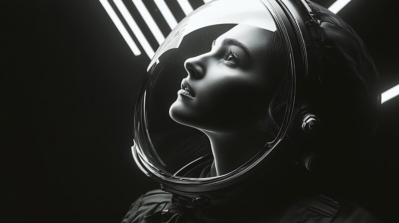 Profile of woman in astronaut helmet symbolizing Rocketship Mastermind for ambitious women entrepreneurs
