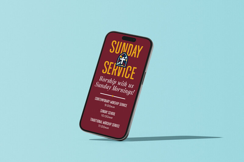 social media graphic on phone for Murray First United Methodist Church logo and brand design by Amanda Newman Design in Paducah, Kentucky