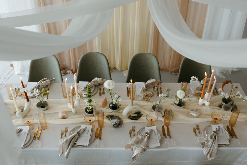 modern tablescape with hard and soft textures