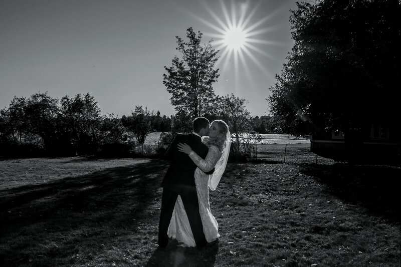 Bride and Groom kissing outside | Wedding Photography