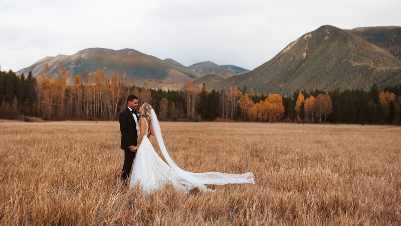 bride and groom in nature bowman montana