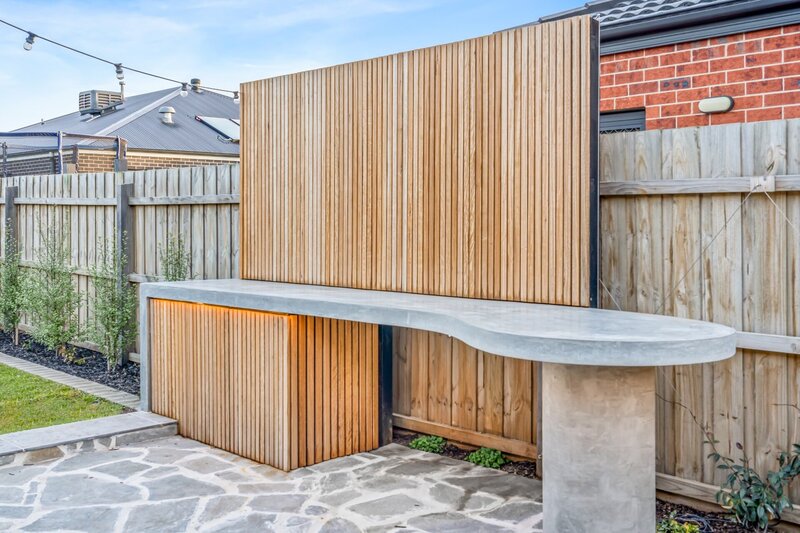 Architectural Concrete design for outdoor entertaining area in warrnambool.