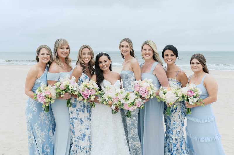 Bride and groom with wedding party.