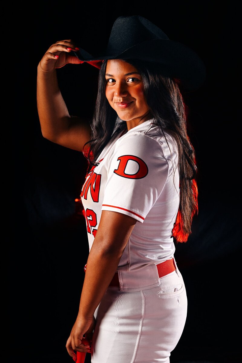 Senior Softball Player with Cowboy Hat
