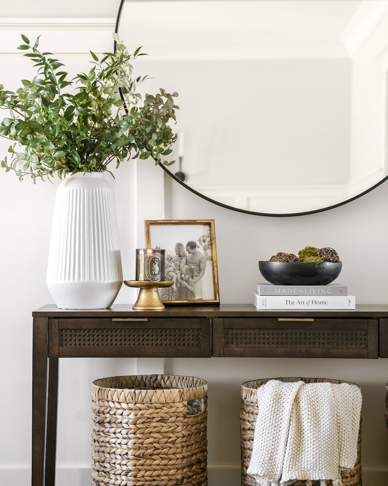 Stylish transitional entryway foyer designed by Haven + Harbor