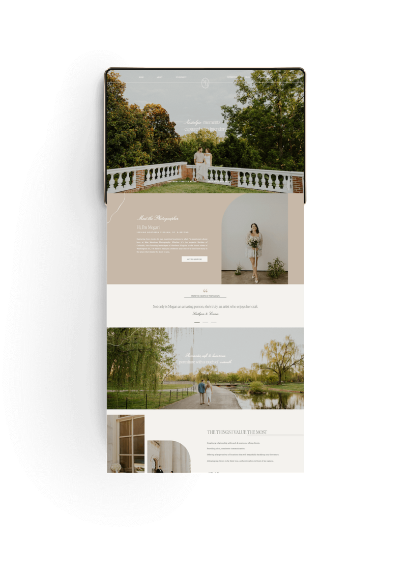 Showit website Mae Meadows Photography