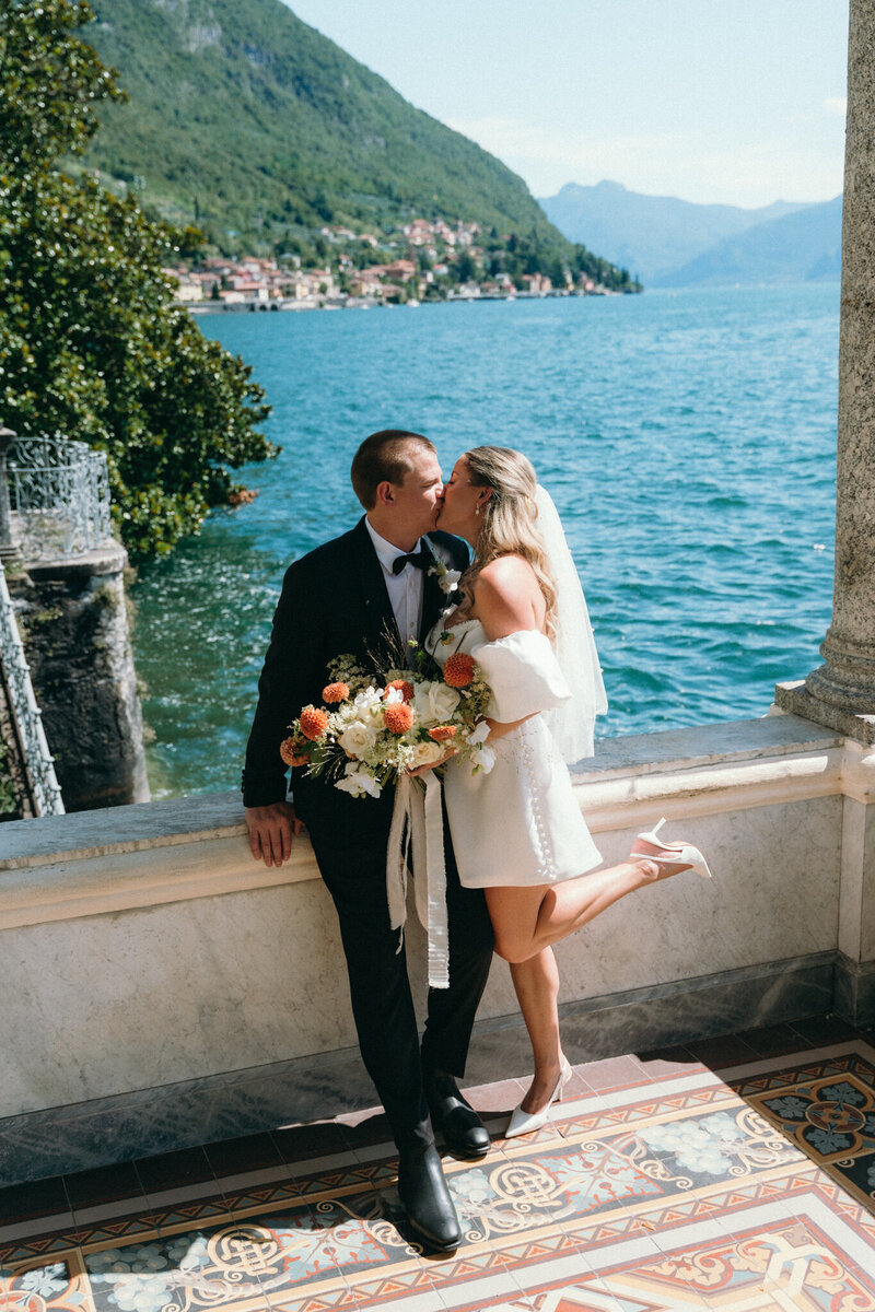 Bride and groom with mountains behind them at their Queenstown elopement