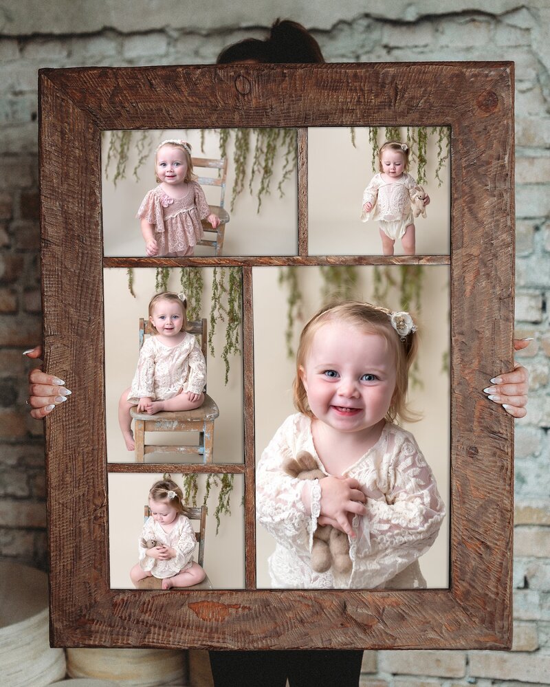 framed photoblock collage of little girl