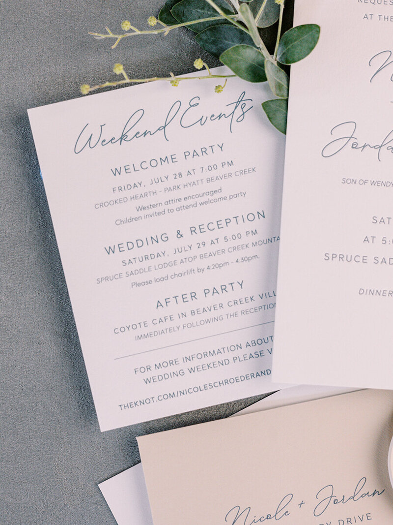 Beaver Creek Wedding invitation