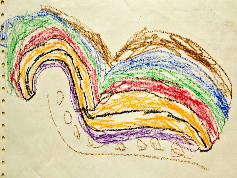 Brent Ray Fraser Abstract Rainbow  Crayon Drawing 1982