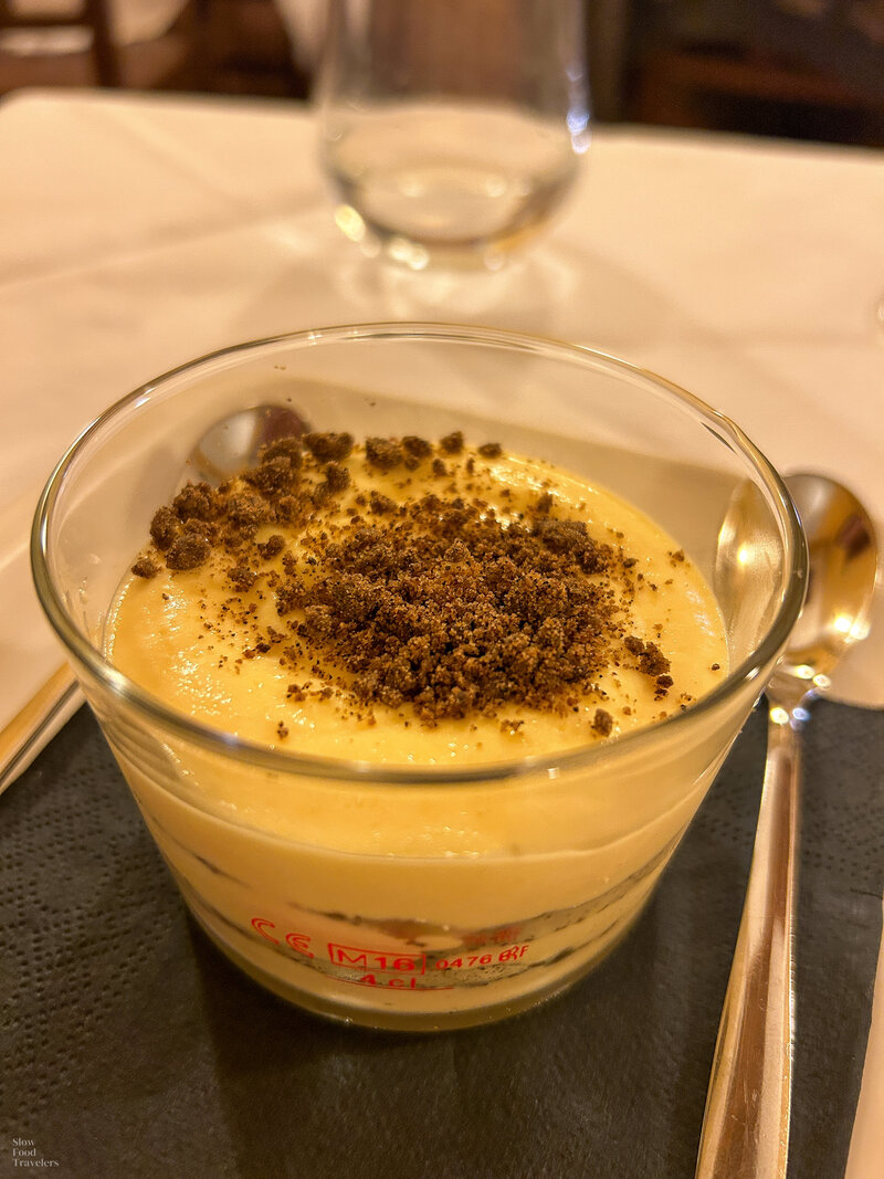 Soft mascarpone cake at Trattoria la Vecchia Guardia in Milan, Italy