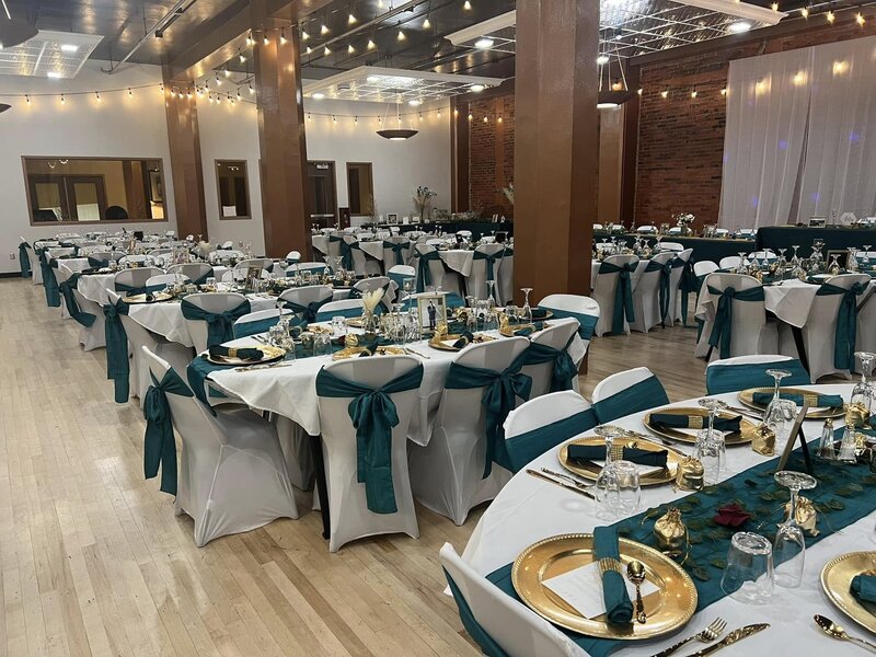 Gorgeous historical event and wedding venue with lots of tables and chairs in great falls mt