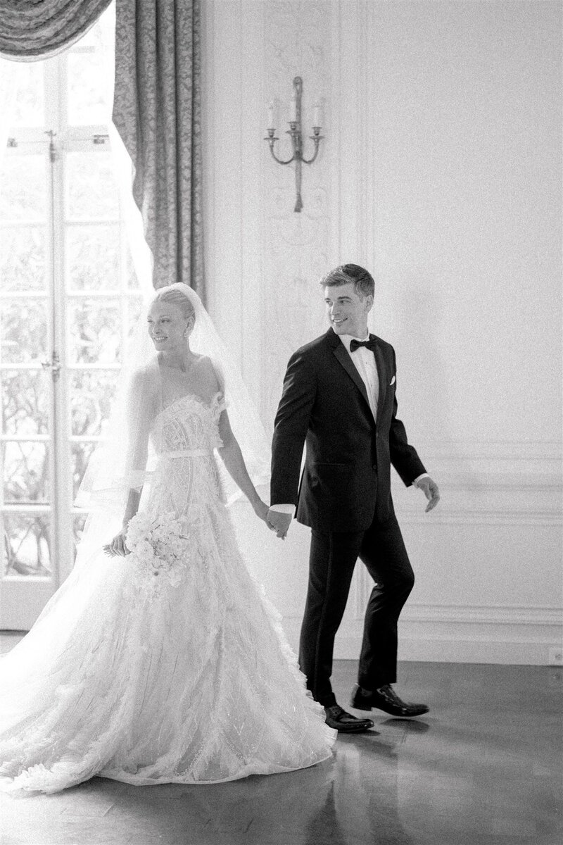 Close up of bride in bedazzled gown