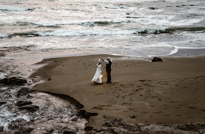 california elopement couple dancing on the beach