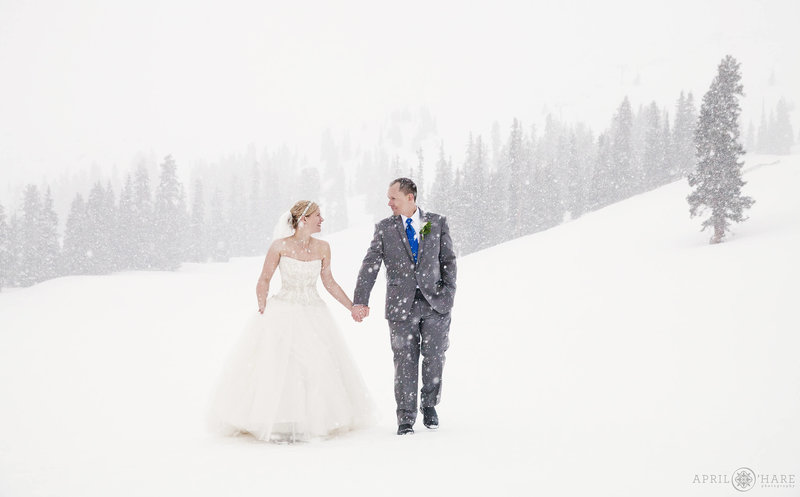 Snowy White Blizzard Wedding at Arapahoe Basin  near Keystone