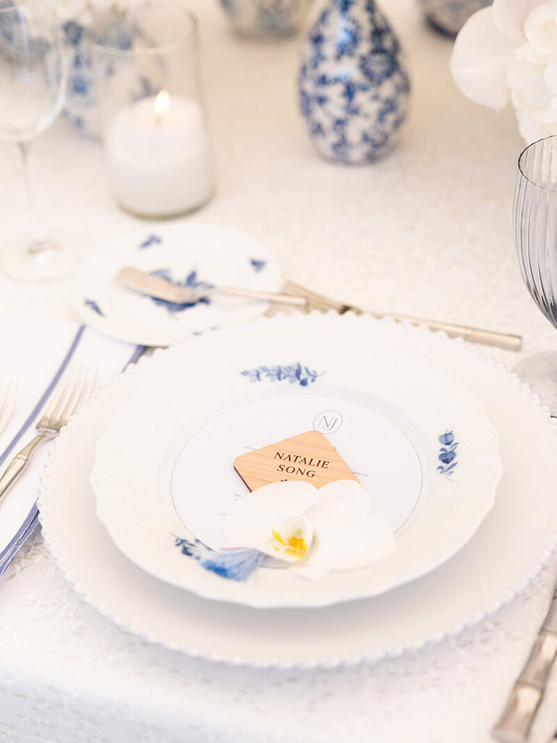 Menus and engraved wood place card