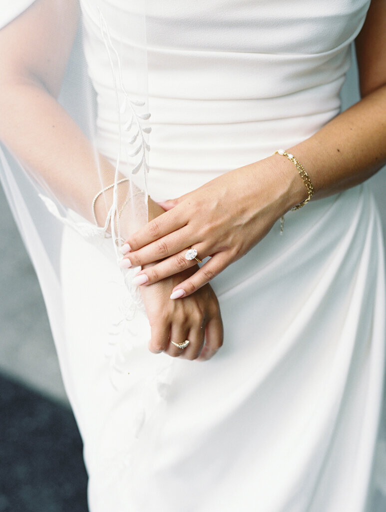 brides ring and veil detail taken by baltimore and dc film wedding photographer nicole simensky