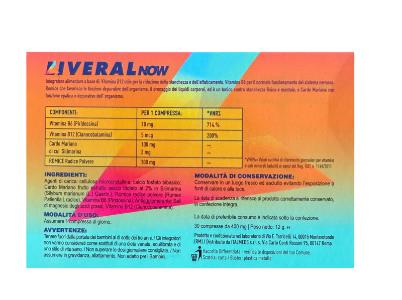 scatola integratore liveral now con elenco ingredienti
