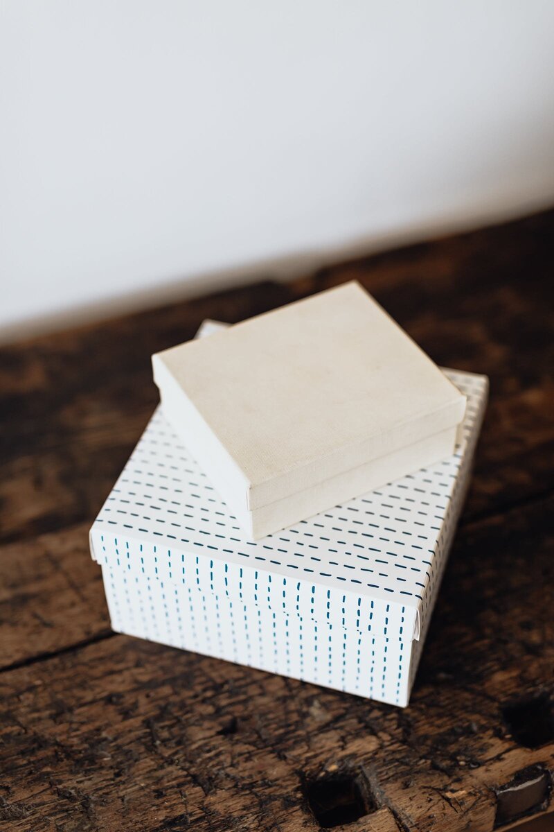 Stack of paper keepsake boxes
