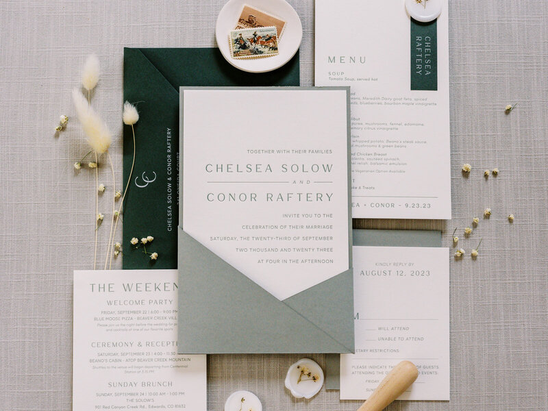 Modern Letterpress Pocket Invitation