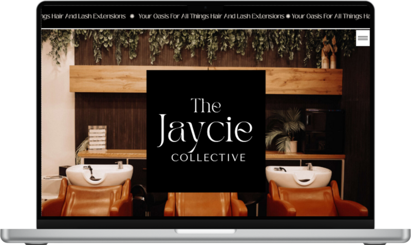 a laptop mockup of The Jaycie Collective salon's website driving growth by Ruby Works co