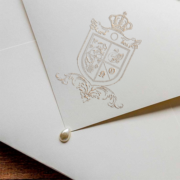 Wedding Logo Crest Design by Miriam Escudero Studio