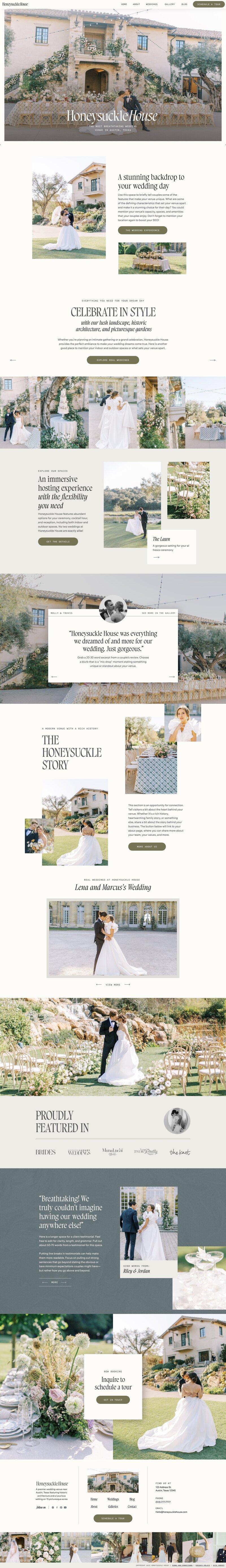 Honeysuckle House Showit template for wedding venues