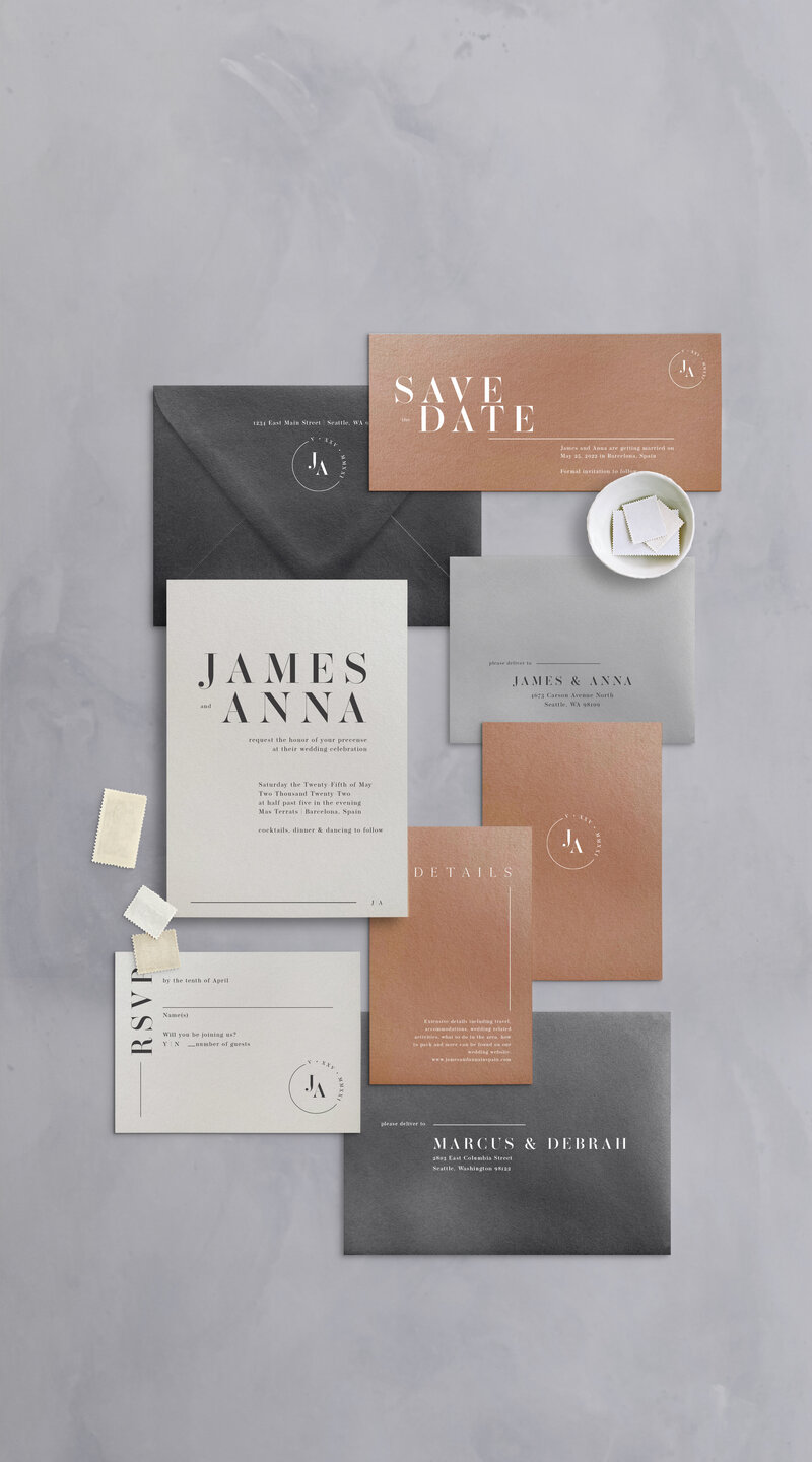 Sophisticated and modern wedding invitation