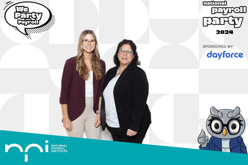 Photo of women from the national payroll party by the national payroll institute Fairmont Chateau Laurier in Ottawa using a green screen photo booth