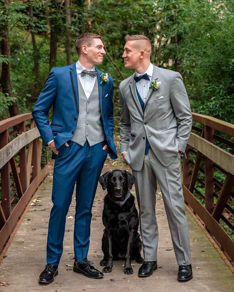 LGBTQ friendly wedding photographer for gay couple and dog