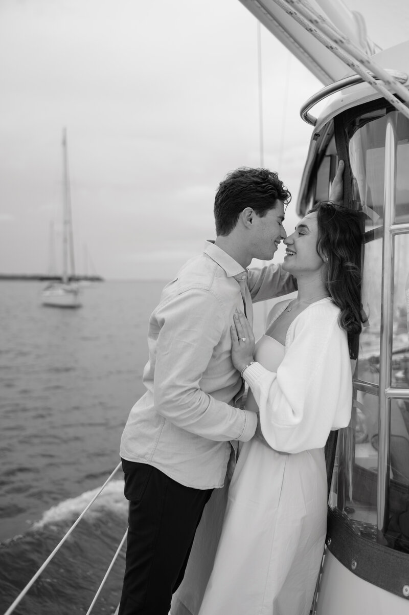 Maryland Engaged Couple on Sailboat in Annapolis