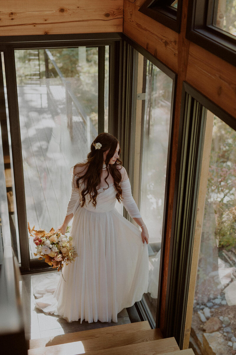 Bride and groom read vows on their elopement day