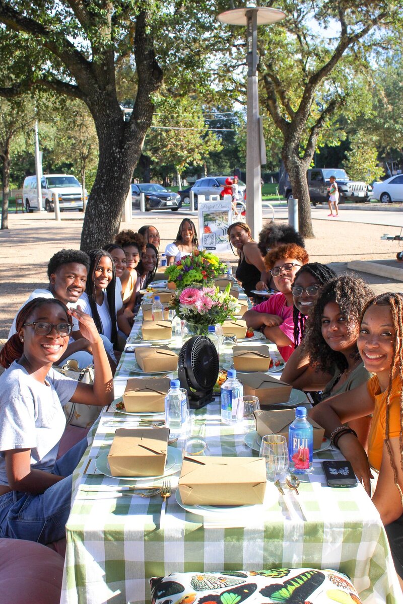 Guests at a luxury picnic