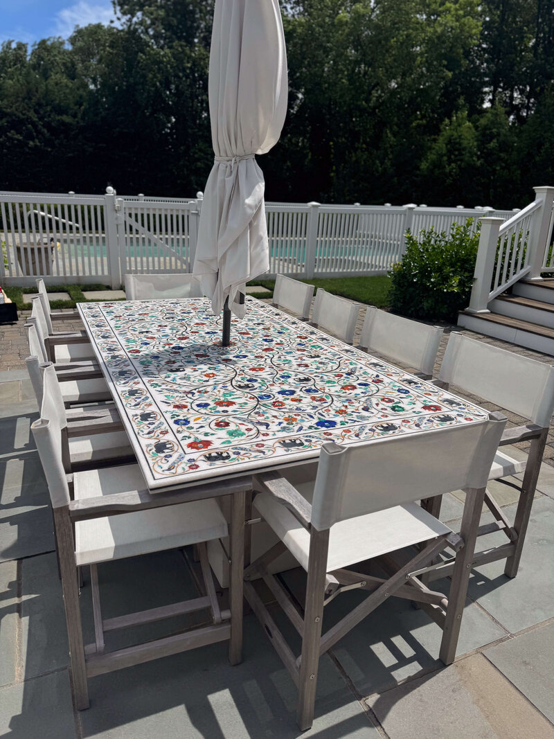 Marble table with intricate details