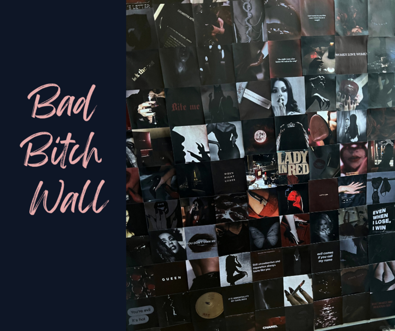 Collage wall filled with dark vami inages for boudoir in Minneapolis Mn