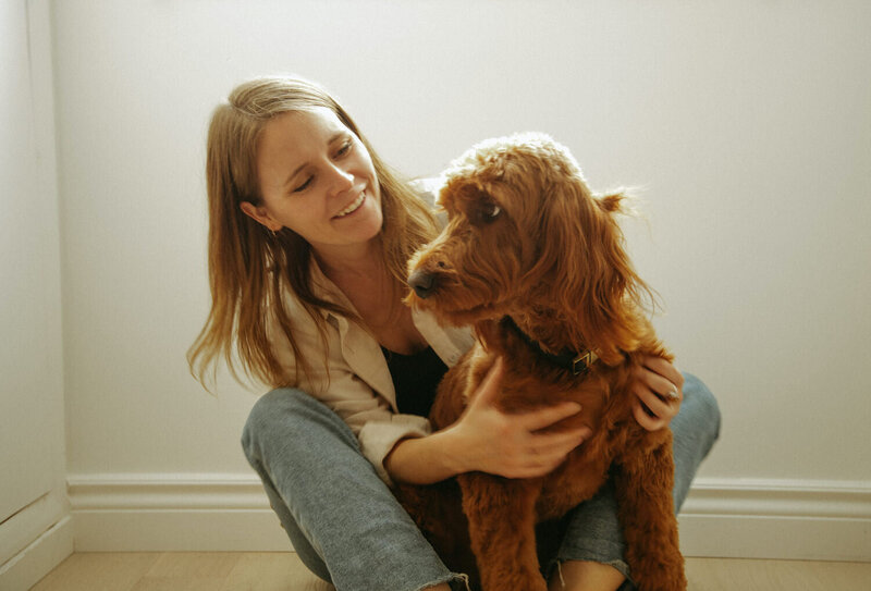 Photographer with her golden doodle