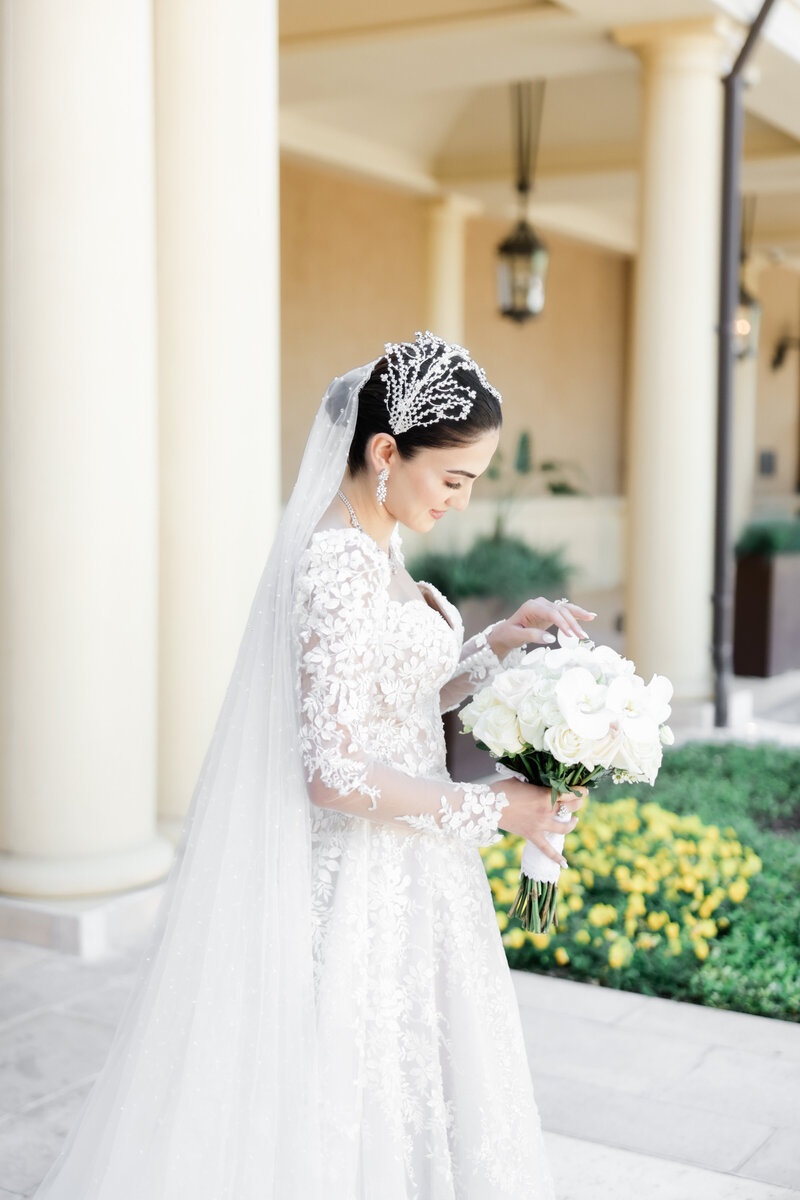 Bride portrait at a wedding at the four seasons Orlando by Florida wedding photographer.