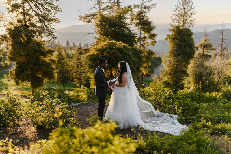 A couple eloping on a mountain in northern Idaho