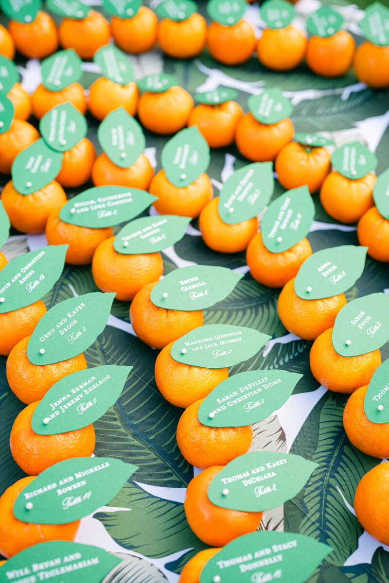 Orange escort cards