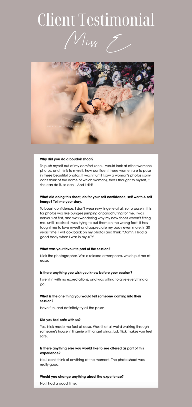 Client Testimonial Review Wild Heart Photography Hervey Bay