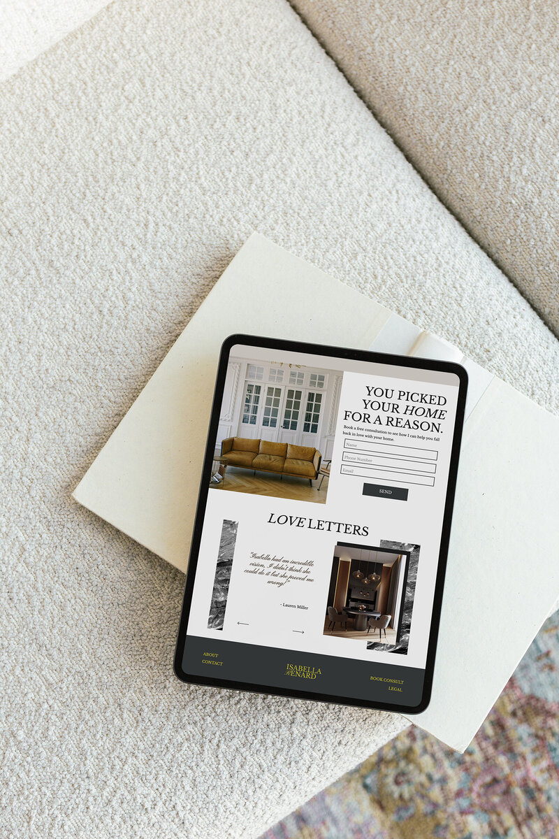 interior designer showit website design mockup