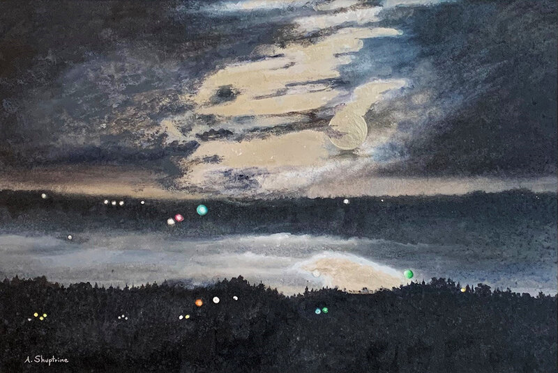 Midnight from Lookout Mountain  Watercolor Painting by Nationally Renowned Artist Alan Shuptrine