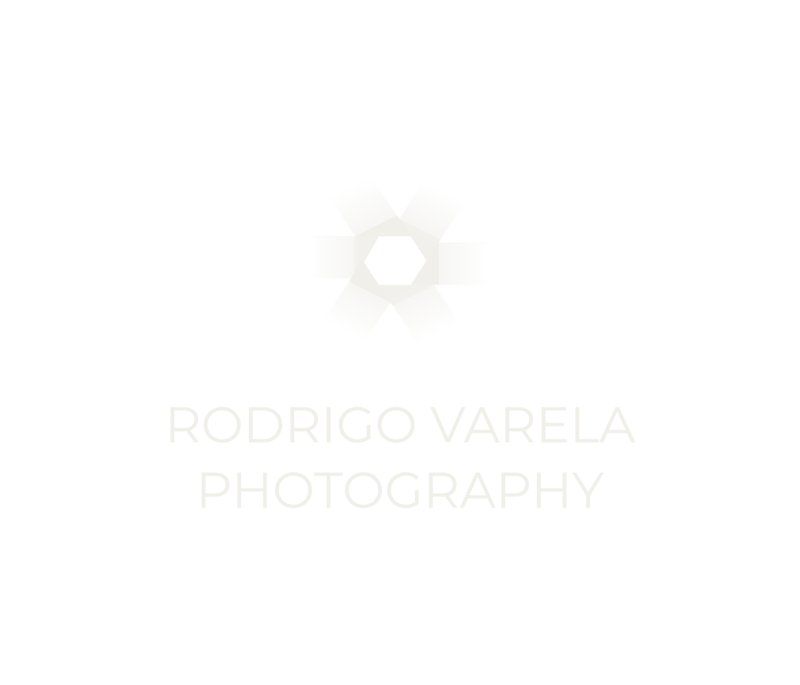 Cream-colored primary logo of Rodrigo Varela Photography, a wedding and engagement photographer based in Miami, Florida.