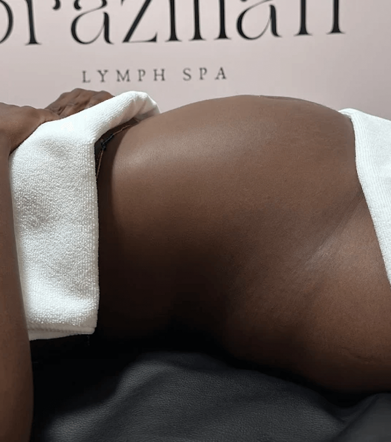 Abdomen before receiving a full body lymphatic drainage massage