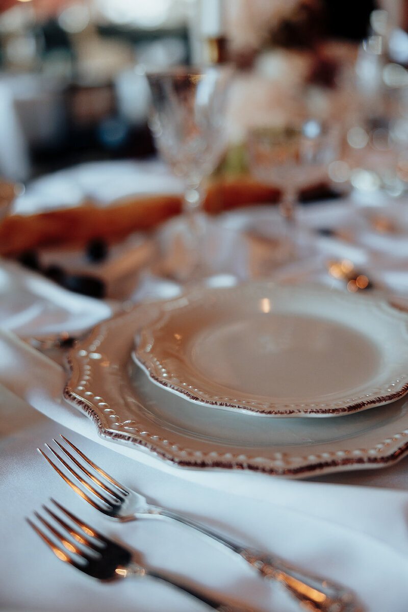 Place setting and plates for las vegas wedding